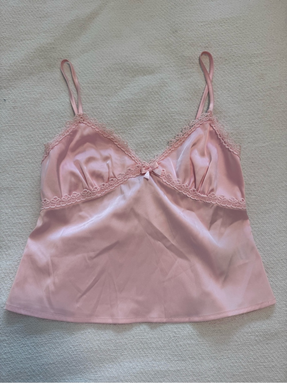 Edikted Pink Satin Lace Trim Cami Top